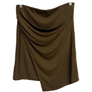Vince Womens Straight Skirt Size Medium M Olive Green Faux Wrap Stretch New